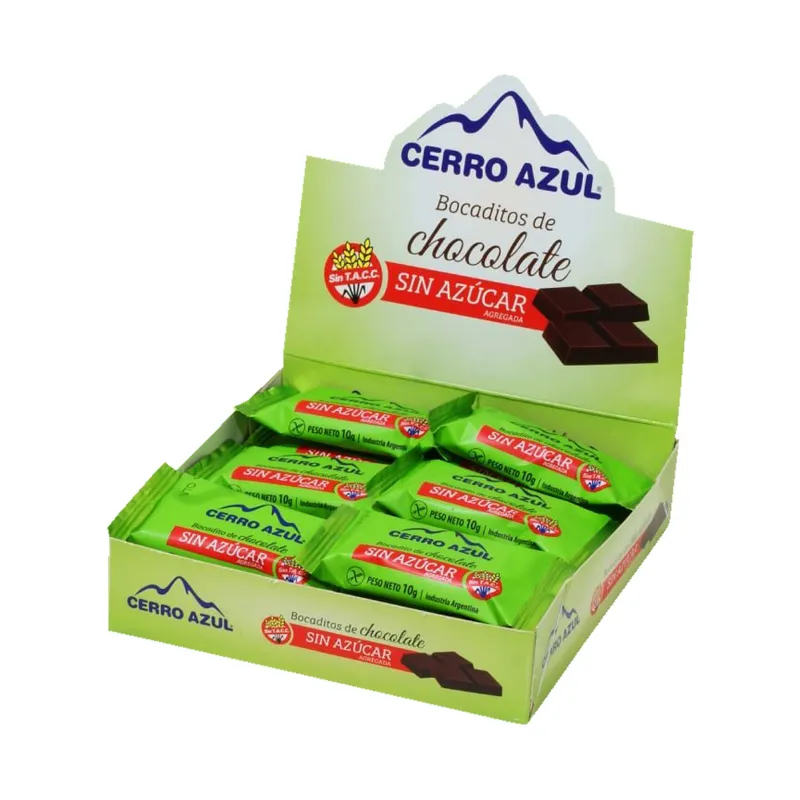 BOCADITO DE CHOCOLATE SIN AZUCAR AGREGADA 10GR. CERRO AZUL.