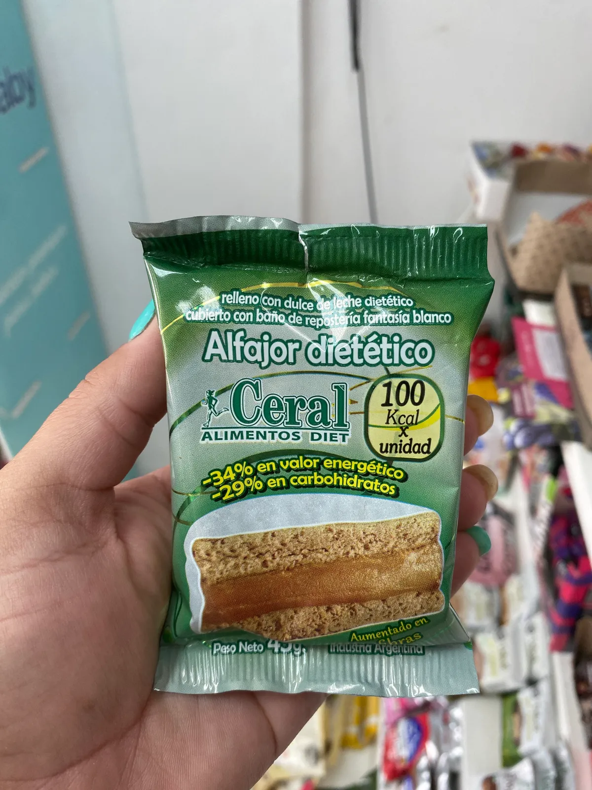 ALFAJOR DIETETICO DE DULCE DE LECHE blanco . CERAL